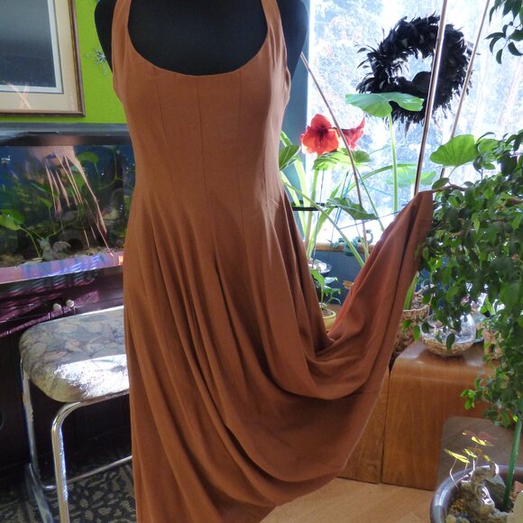 EN SAISON BROWN GOTH PRAIRIE ADJUSTABLE STRAPS MAXI DRESS WITH FULL SKIRT PART L - Picture 2 of 11